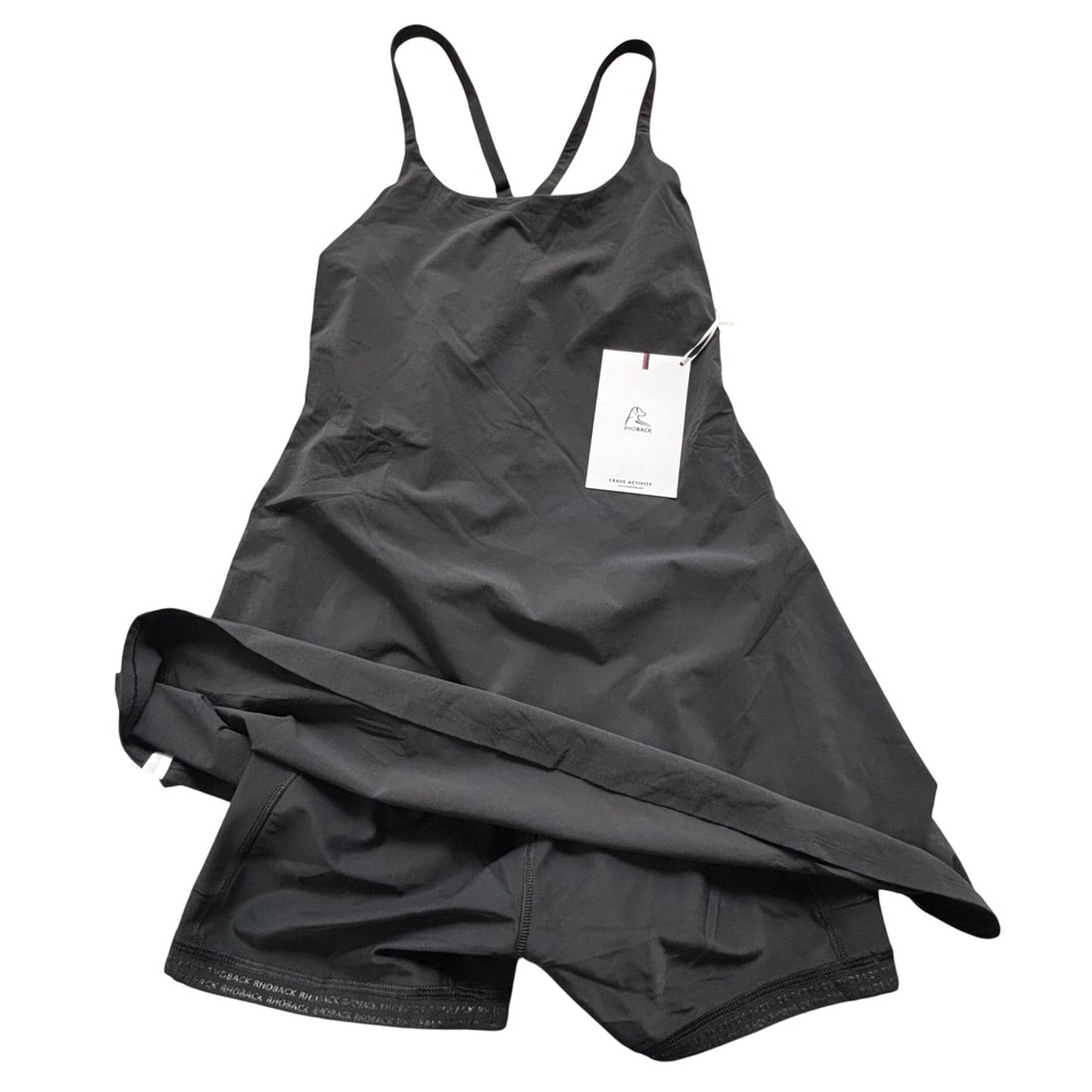 Rhoback Demi Active Dress Womens L Midnight Black NWT Built-in Shorts Athleisure